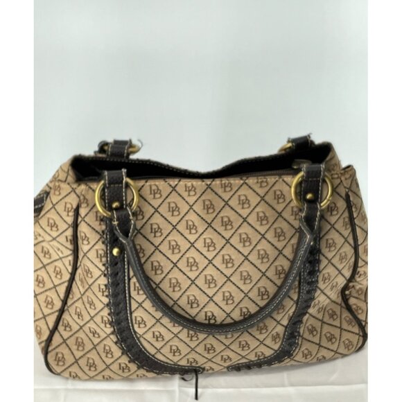 Dooney & Bourke Monogram Satchel Bag With Tassel & Green Duck Charm - Picture 12 of 16